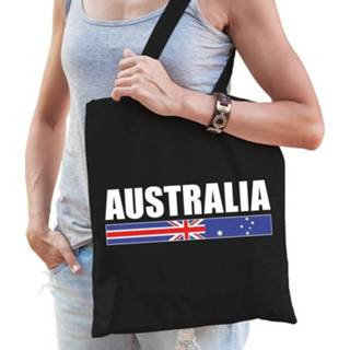 👉 Cadeautas zwart One Size Katoenen Australie supporter tasje Australia - 10 liter Australische 8720147324990