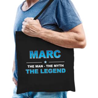 👉 Katoenen tas One Size zwart mannen Naam cadeau Marc - The man, myth legend Boodschappentas verjaardag/ vader/ collega/ geslaagd 8720276809917