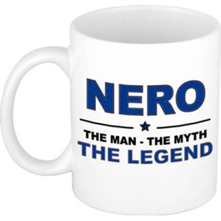 👉 Beker One Size meerkleurig mannen Naam cadeau Nero - The man, myth legend koffie mok / 300 ml naam/namen mokken voor o.a verjaardag/ vaderdag/ pensioen/ geslaagd/ bedankt 8720276095723