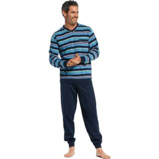 👉 Katoenen heren pyjama met boord 'rugby stripes'