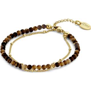 👉 Armband zwart goudkleurig One Size no color vrouwen CO88 Collection 8CB 90715 Stalen Dames - 2 Strengen Gourmet met bolletjes Agaat 16,5+3cm 8720246832303