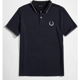 👉 Poloshirt polyester Donker Blauw mannen Werk Grafisch voor man Contrasterende Zomen