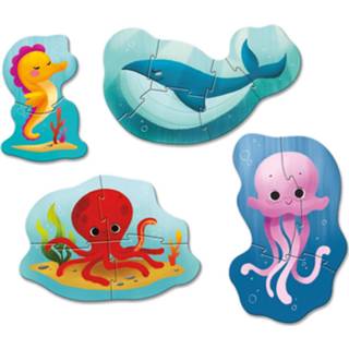 👉 Blauw karton One Size Clementoni mini-legpuzzels Sea Life junior 4-delig 8005125208234