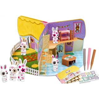 👉 Knutselset multicolor karton One Size meerkleurig Fuzzikins 3D-speelhuis konijnen 52 cm 13-delig 5425002412685