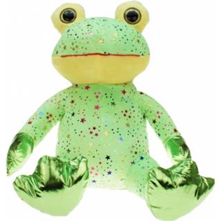 👉 Kikker knuffel groene pluche One Size groen kinderen met glitters en metallic 30 cm - Kikkers dieren knuffels Speelgoed voor 4012594154461