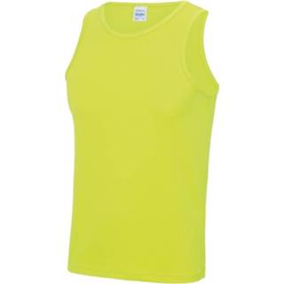 👉 Sport singlet/hemd neon geel voor heren - Hardloopshirts/sportshirts - Sporten/hardlopen/fitness/bodybuilding - Sportkleding top neon geel voor mannen