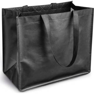 👉 Boodschappentas zwart One Size 1x Gelamineerde boodschappentassen/shoppers met voorvak 38 x 33 cm - Non-woven tassen 8720276628303