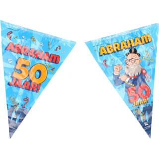 👉 Vlaggenlijn One Size meerkleurig 50 Abraham party 10 meter - jaar verjaardag feestartikelen 8720276911221