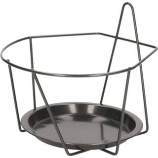 👉 Grijze bloempot muurhangers voor potmaat 22 cm metaal - Muurpothangers voor plantenbakken/bloembakken - Tuin/muur decoraties