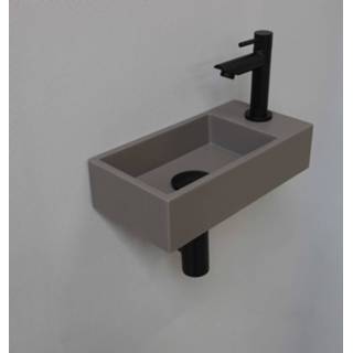 👉 Fonteinset zwart grijs INK Versus 36x18x9 cm Quartz Beton Met Kraangat Rechts Mat 8719304766889 8718835049256