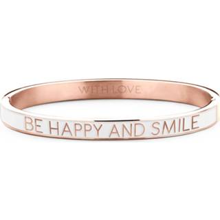 👉 Staal rosgoudverguld vrouwen bangle active wit Key Moments 8KM BC0017 Stalen met Tekst Be Happy and Smile One-size Rosékleurig / 8719874225731