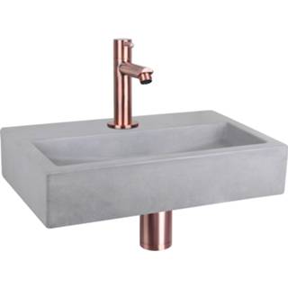 👉 Fonteinset grijs rood koper beton rechthoekig hangend flat betongrijs Differnz lichtgrijs met rechte kraan 8712793556993