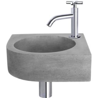 👉 Fonteinset grijs chroom beton rechthoekig hangend cleo betongrijs Differnz donkergrijs met kruisgreep kraan 8712793558058