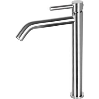 👉 Wastafelmengkraan Mat Chroom Gelakt messing mengkraan zonder waste mix opbouw hendel keramisch standaard perlator Differnz Hoog Gebogen 8712793564851