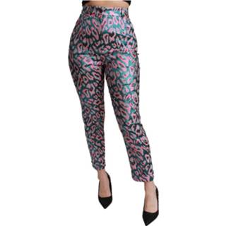 👉 Vrouwen roze Patterned Cropped High Waist Pants 8054319953054