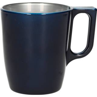 Beker blauw Koffie kopjes/bekers donkerblauw 250 ml
