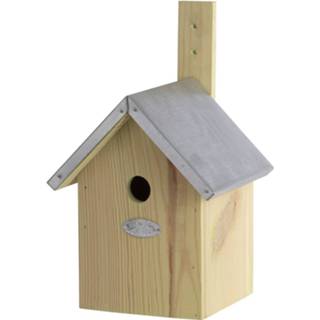 👉 Vogelhuisje houten One Size bruin 2x vogelhuisjes/nestkastjes pimpelmees - Tuindecoratie vogelnest nestkast vogelhuisjes 8720276045988