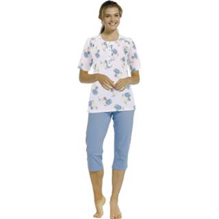 👉 Katoenen pyjama blauw GeenKleur met korte mouwen en knopen 'floral blue classic' 8719833249624