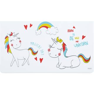 👉 4x Ontbijtbordjes/ontbijtplankjes set eenhoorn print 14 x 24 cm - Ontbijtborden servies - Onbreekbare bordjes voor babys/peuters/kleuters