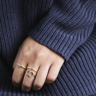 👉 Zirkonia goudkleurig plated rond wit lucardi goud Goldplated ring cirkels met 8717637986325