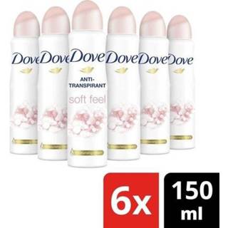 👉 Deodorant GeenKleur vrouwen Dove Soft Feel Women - 6 x 150 ml Spray 8712561820837