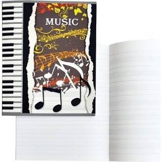 👉 Muziekschrift One Size meerkleurig 6x A5 muziekschriften met notenbalken lijntjes - educatieve schriften/muziekles schriften 8720276480369