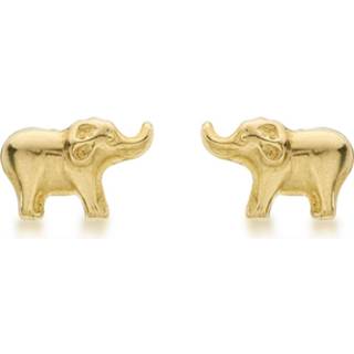 👉 Oorknop geel dier lucardi goudkleurig 9 Karaat oorknoppen met olifant 8717637990988