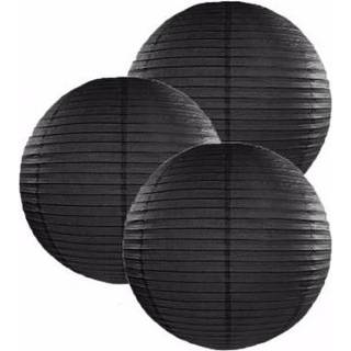 👉 Lampion zwarte One Size zwart 3 lampionnen 25 cm 8718758997238