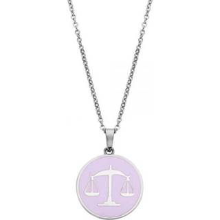 👉 Hanger steel light purple Stainless Necklace with Zodiac Libra Pendant 8719956246371
