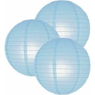 👉 Lampion blauwe One Size blauw 3 lichtblauwe lampionnen 25 cm 8718758997184