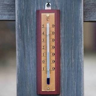 👉 Thermometer hout One Size bruin Binnen/buiten 4 x 13 cm - Buitenthemometers Temperatuurmeters 8720147281750