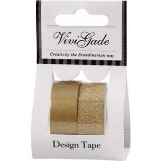 👉 Plakband goudkleurig One Size goud glitter washi tape 4x rollen - hobby artikelen en knutselen 8720147775075