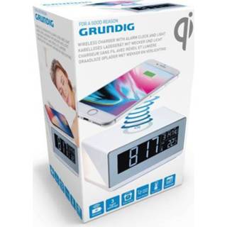 👉 Wekker One Size wit Grundig met draadloze oplader - digitaal 5W 8711252147505