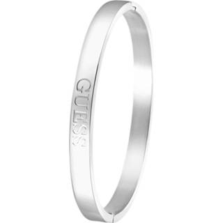 👉 Bangle armband zilverkleurig staal ovaal wit Guess stalen 4G logo 7620207528812