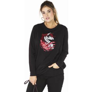 👉 Sweater katoen vrouwen zwart paillet horsehead 40 black