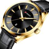 👉 Watch zwart goud leather mannen CURREN Black Gold Fashion Casual Quartz Man Strap Business Military Wrist Relojes Clock Male