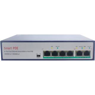 👉 Netwerk-switch zwart active ESCAM POE 4 + 2 6-poorts snelle Ethernet-switch 4-poorts 10 / 100M 120W netwerkswitch, transmissieafstand: 150 m (zwart) 6922031260878