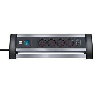 👉 Stekker doos Brennenstuhl Alu-Office-Line stekkerdoos 4-voudig + 2x USB 1,8 meter 4007123663002