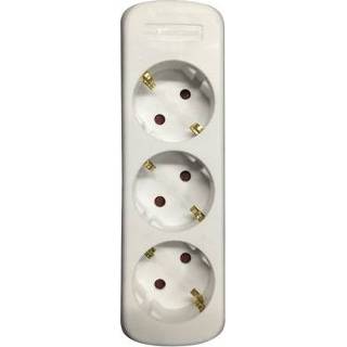 Houten blok wit male Baseline 3-weg multi-outlet 5414628062916