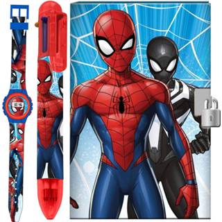 👉 Rood blauw jongens Marvel Dagboekenset Spider-man Rood/blauw 3-delig 8435507834339