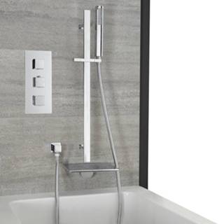 👉 Handdouche chroom Doucheset - 2-Weg Thermostatisch met en Glijstang Badvuller Watervaleffect | Kubix 5059803005595