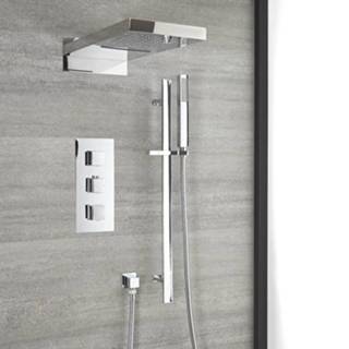 👉 Douchekop chroom Doucheset -3-Weg Thermostatisch met Omstel, Watervaleffect en Handdouche Glijstang | Kubix 5059803005632