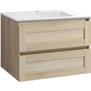 👉 Eiken MDF hangend reno wit glans Differnz badkamermeubel 75cm 8712793545386