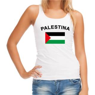 👉 Tanktop s vrouwen witte Feestartikelen dames met vlag Palestina print