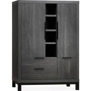 👉 Wandkast grijs onyx spaanplaat zwart lamulux open vak Rijnsburg 8717297208126