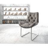 👉 Eetkamerstoel grijs staal DELIFE Taimi-Flex vintage sledemodel rond roestvij 4251487175538