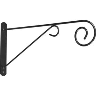👉 Muurhaak grijs staal Muurhaken met sierkrullen 25 x 48 cm - geplastificeerd verzinkt hanging basket haak