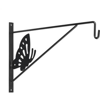 👉 Muurhaak antraciet staal Muurhaken met vlinder 24 x 35 cm - verzinkt hanging basket haak
