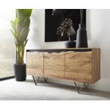 👉 Dressoir DELIFE Stonegrace 147x45 cm acacia natuur 3 deuren 4251487189405