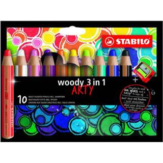 👉 Etui multicolor One Size meerkleurig Color-Meerkleurig STABILO ARTY Woody 3 in 1 10 stuks met Puntenslijper 4006381547147
